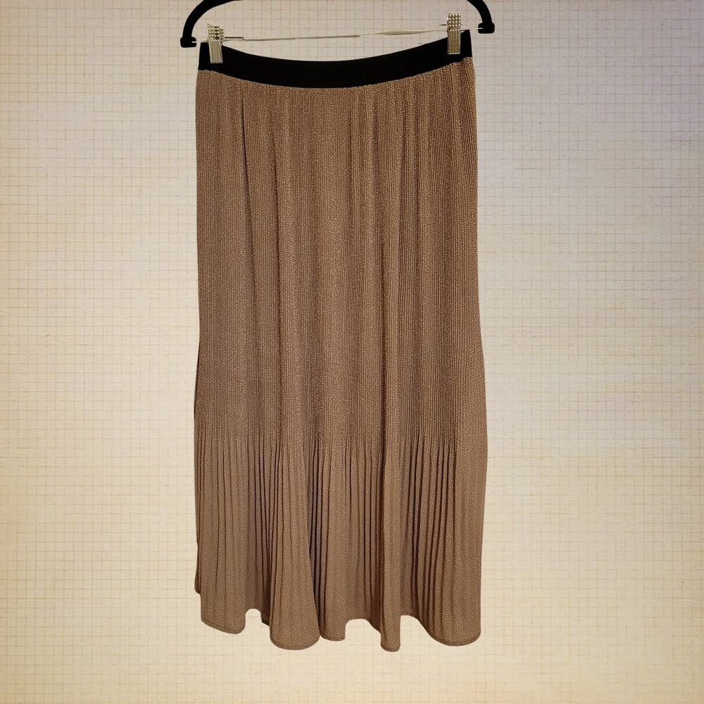 Adrianna Papell Pink Polka Dot Ruffle Skirt Women's Medium Pleated Flowy Casual